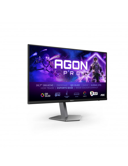 AOC AGON PRO AG276QZD2 Monitor PC 67,8 cm (26.7") 2560 x 1440 Pixel Quad HD QD-OLED Grigio