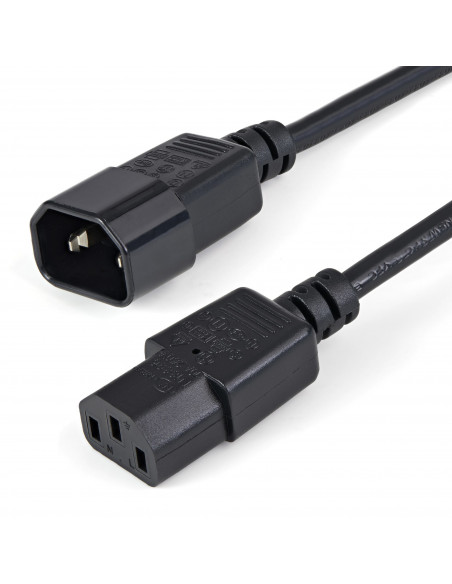 StarTech.com Cavo Prolunga di Alimentazione da 1m, Prolunga Elettrica AC per Computer/Stampante/Monitor da C14 a C13, 10A-125V, 
