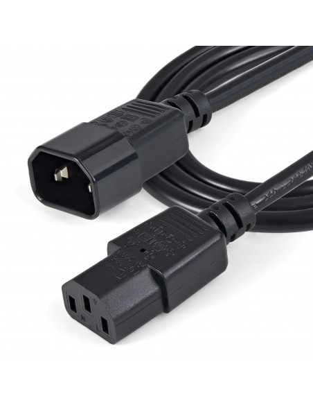 StarTech.com Cavo Prolunga di Alimentazione da 1m, Prolunga Elettrica AC per Computer/Stampante/Monitor da C14 a C13, 10A-125V, 