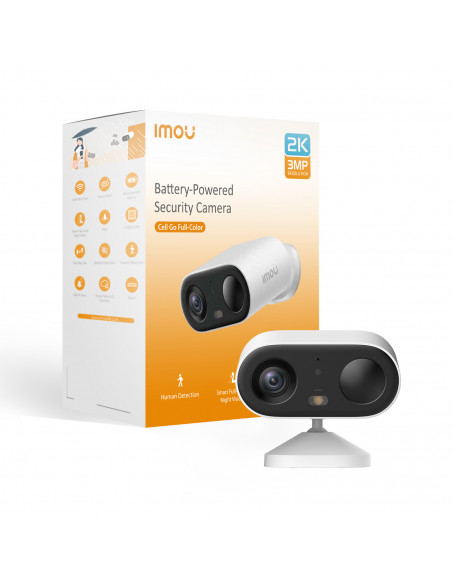 Imou Cell GO Full Color 2K (3MP) Telecamera Wi-Fi Esterno/Interno Batteria Senza Fili, ilevamento PIR/Umano, Visione Notturna a 