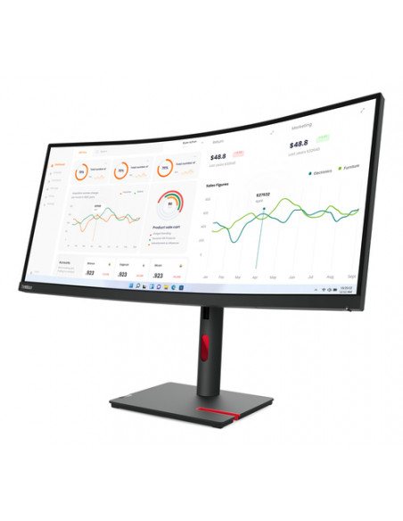 Lenovo ThinkVision T34w-30 LED display 86,4 cm (34") 3440 x 1440 Pixel Wide Quad HD Nero