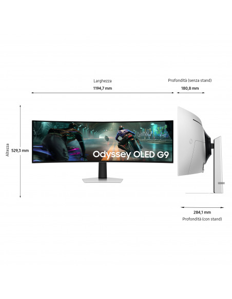 Samsung S49DG910SU Monitor PC 124,5 cm (49") 5120 x 1440 Pixel Dual QHD OLED Argento