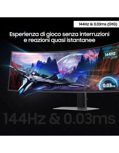 Samsung S49DG910SU Monitor PC 124,5 cm (49") 5120 x 1440 Pixel Dual QHD OLED Argento