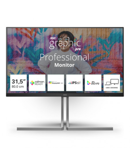 AOC U32U3CV Monitor PC 80 cm (31.5") 3840 x 2160 Pixel 4K Ultra HD LCD Nero