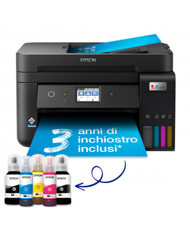 Epson EcoTank ET-4800 stampante multifunzione inkjet 4-in-1 A4, serbatoi ricaricabili alta capacità, 4 flaconi inclusi pari a 7