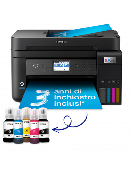 Epson EcoTank ET-4800 stampante multifunzione inkjet 4-in-1 A4, serbatoi ricaricabili alta capacità, 4 flaconi inclusi pari a 7
