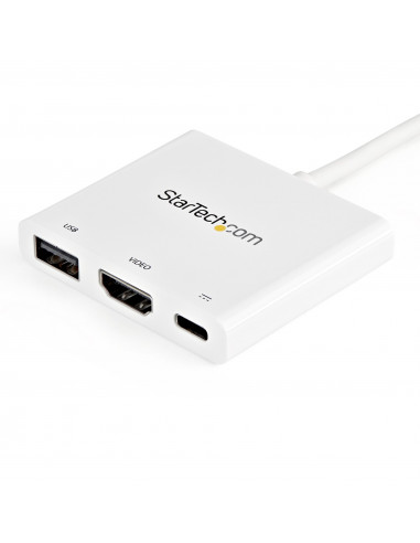 StarTech.com Adattatore Multifunzione USB-C a HDMI 4k con Power Delivery e porta USB-A - Bianco