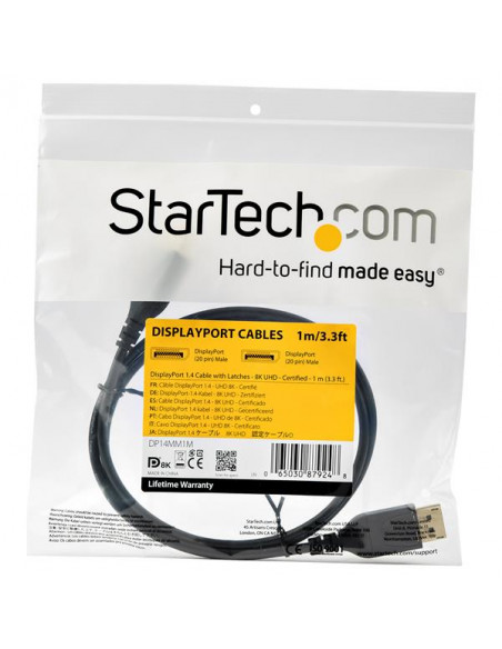 StarTech.com Cavo DisplayPort 1.4 da 1m Certificato VESA - 8K 60Hz/4K 120Hz HBR3 HDR - Cavo monitor Super UHD DisplayPort a Disp