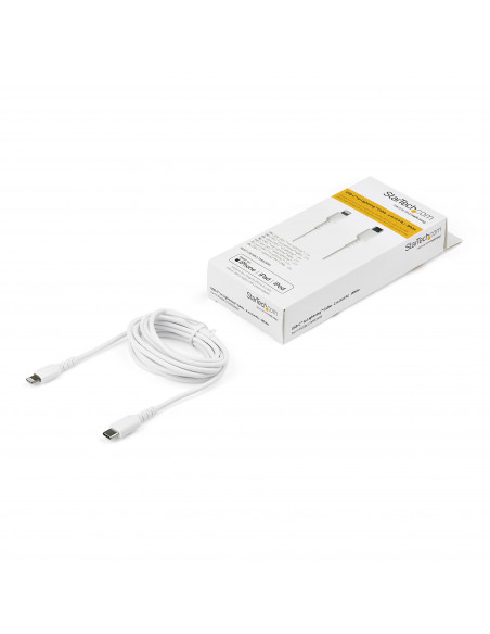 StarTech.com Cavo durevole da USB-C a Lightning da 2m bianco - Cavo di alimentazione/sincronizzazione in Fibra aramidica robusta