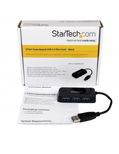 StarTech.com Hub Mini USB 3.0 SuperSpeed a 4 porte portatile - Nero