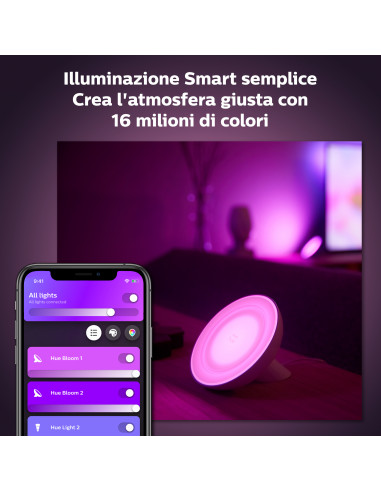 Philips Hue White and Color ambiance Bloom Lampada Smart da tavolo Bianca