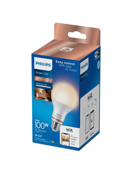 Philips LED Lampadina Smart Dimmerabile Luce Bianca da Calda a Fredda Attacco E27 100W Goccia