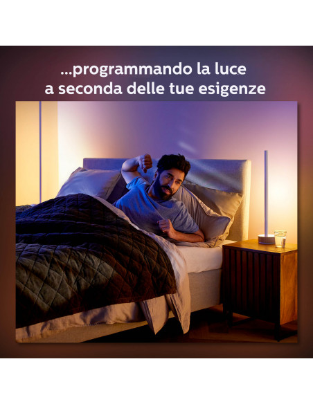 Philips Hue White and Color ambiance Gradient Signe Lampada Smart da Terra Effetto Legno
