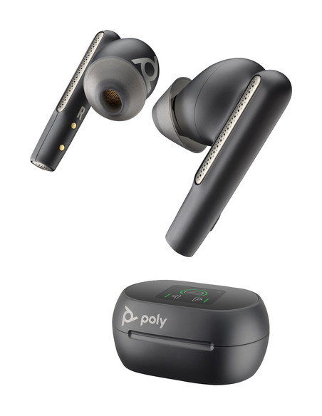 POLY Auricolari nerofumo Voyager Free 60+M UC + Adattatore BT700 USB-C + Custodia per ricarica con touchscreen