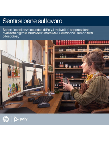 POLY Auricolari nerofumo Voyager Free 60+ UC + Adattatore BT700 USB-C + Custodia di ricarica touchscreen