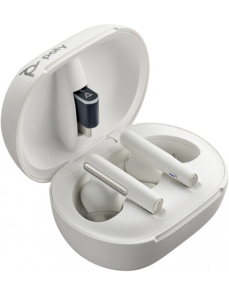 POLY Auricolari bianco sabbia Voyager Free 60+ UC + Adattatore BT700 USB-C + Custodia di ricarica touchscreen