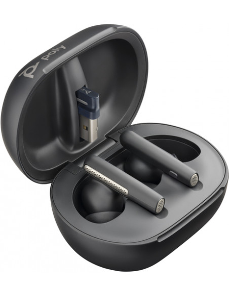 POLY Auricolari nerofumo Voyager Free 60+M UC + Adattatore BT700 USB-C + Custodia per ricarica con touchscreen