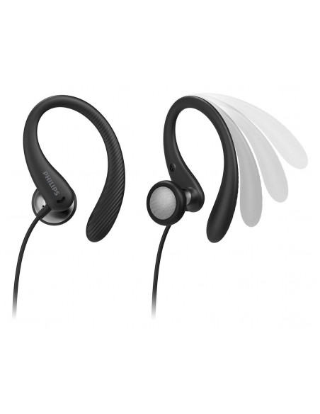 Philips TAA1105BK/00 Cuffie con Filo per Fitness e Sport, Microfono, IPX2 Resistenti al Sudore, Supporti per l'orecchio Flessibi