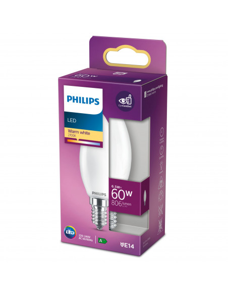 Philips Lampadina candela smerigliata a filamento 60 W B35 E14