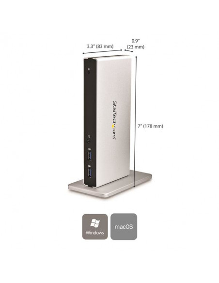 StarTech.com Docking Station Universale per Laptop USB 3.0 per dual-monitor DVI Gigabit Ethernet con adattatori HDMI / VGA - Ada
