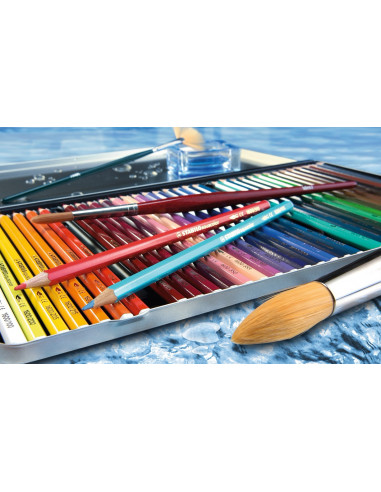 STABILO Matita colorata acquarellabile - STABILOaquacolor - Scatola in Metallo da 24 colori assortiti