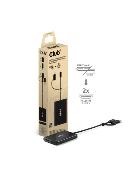CLUB3D CSV-1475 ripartitore video USB tipo-C 2x HDMI