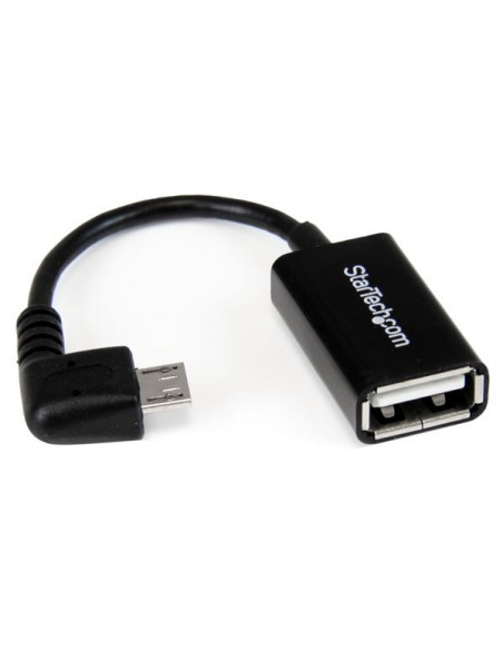 StarTech.com Cavo Adattatore micro USB a USB femmina angolato a destra OTG da viaggio 12cm M/F - Nero