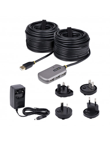 StarTech.com Cavo di Prolunga USB 2.0 da 24m con Hub di Estensione a 4 Porte USB-A, Cavo ripetitore USB attivo, Cavo Prolunga al