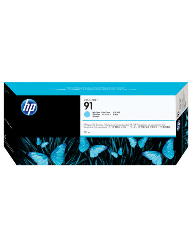 HP Cartuccia di inchiostro pigmentato ciano chiaro originale DesignJet 91 da 775 ml