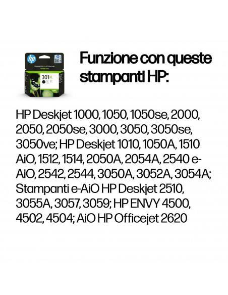 HP Cartuccia originale inchiostro nero ad alta capacità 301XL