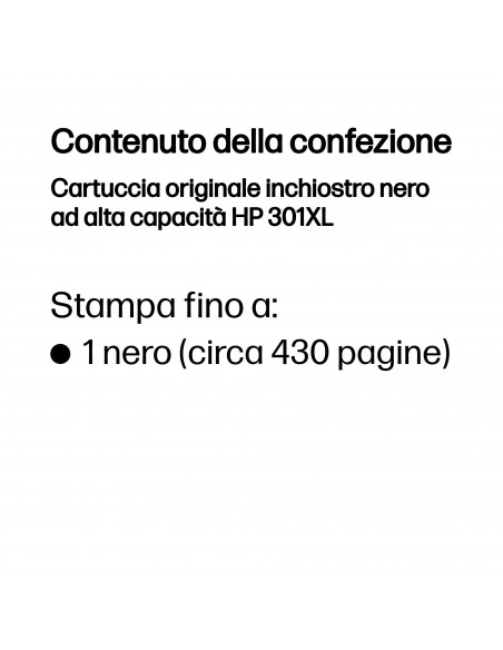 HP Cartuccia originale inchiostro nero ad alta capacità 301XL