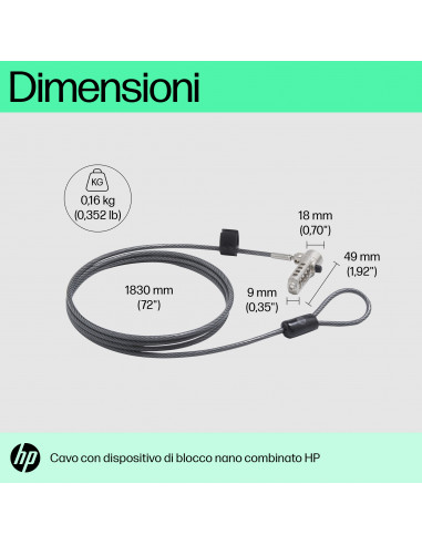 HP Lucchetto a combinazione per cavo nano