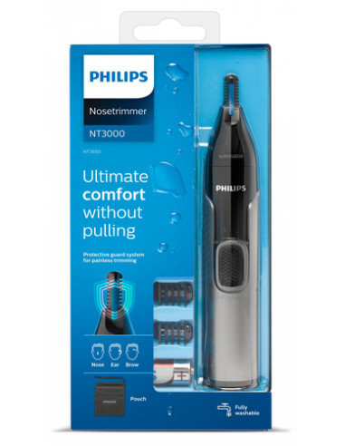 Philips Serie 3000 Rifinitore Taglia Peli Naso e Orecchie NT3650/16