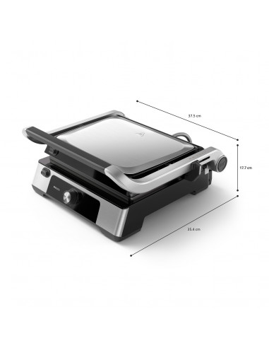 Philips Serie 5000 Grill elettrico bistecchiera, 2200W, Apertura 180°, Piastre rimovibili HD6301/90