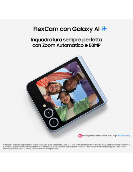 Samsung Galaxy Z Flip6 Smartphone AI, 512GB, RAM 12GB, Display 3,4" SAMOLED/6,7" Dynamic AMOLED 2X, Silver Shadow