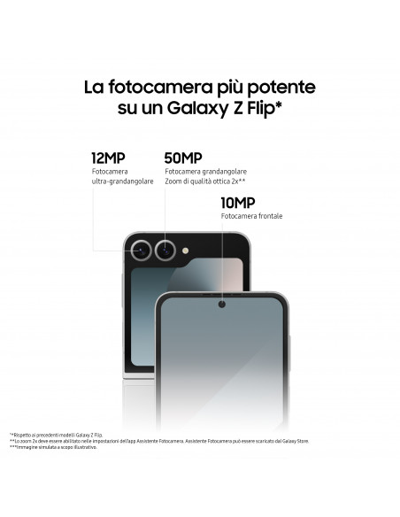Samsung Galaxy Z Flip6 Smartphone AI, 512GB, RAM 12GB, Display 3,4" SAMOLED/6,7" Dynamic AMOLED 2X, Silver Shadow