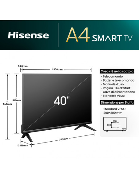 Hisense Smart TV 40" Full HD 40A4N