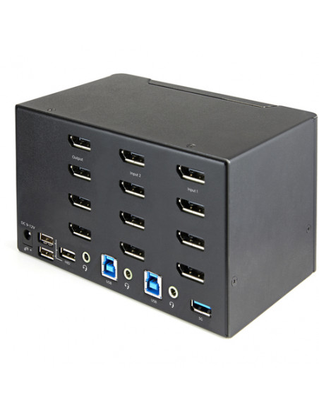 StarTech.com KVM Switch DisplayPort a 2 porte e 4 monitor - 4K 60Hz UHD HDR - KVM per desktop PC 4K DP 1.2 con hub USB 3.0 a 2 p