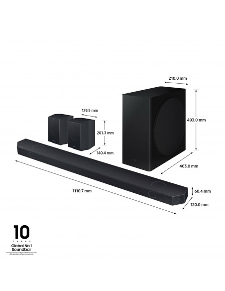 Samsung Soundbar HW-Q930D/ZF Serie Q, 17 Speaker, Wireless Dolby Atmos, Audio a 9.1.4 Canali, Q-Simphony, Alexa integrato e comp