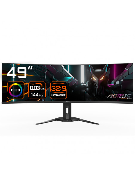 GIGABYTE Monitor da gioco curvo CO49DQ OLED - 5120x1440 (DQHD), 1800R, 144Hz, 0,03ms, KVM, FreeSync Premium Pro, HDMI 2.1
