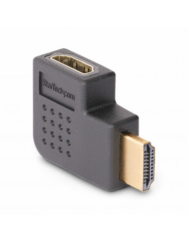 StarTech.com Adattatore HDMI 2.0 ad angolo retto da maschio a femmina, salvaporta HDMI ad alta velocità orizzontale a 90 gradi,