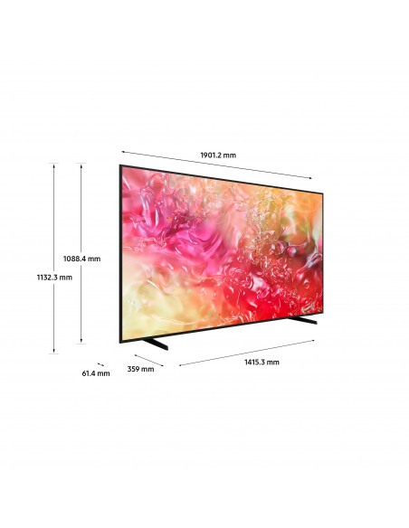 Samsung TV Crystal UHD 4K 85” UE85DU7170UXZT Smart TV Wi-Fi Black 2024, Processore Crystal 4K, 4K Upscaling, Slim Look Design,