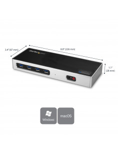 StarTech.com Dock USB-C e USB-A - Dock doppio monitor DisplayPort + HDMI 4K 60Hz - Docking station ibrida USB 3.0 per laptop USB 2