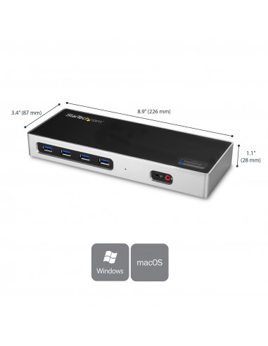 StarTech.com Dock USB-C e USB-A - Dock doppio monitor DisplayPort + HDMI 4K 60Hz - Docking station ibrida USB 3.0 per laptop USB