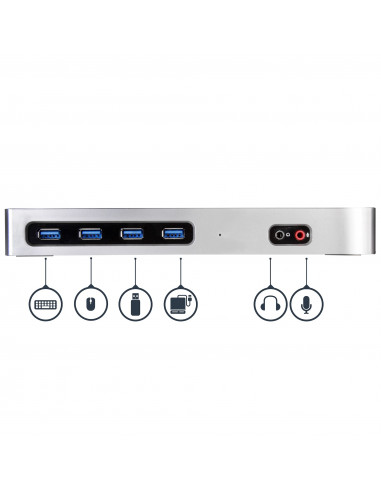 StarTech.com Dock USB-C e USB-A - Dock doppio monitor DisplayPort + HDMI 4K 60Hz - Docking station ibrida USB 3.0 per laptop USB