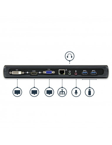 StarTech.com Docking station Universale USB 3.0 per laptop VGA DVI HDMI - Dual-Monitor con Ethernet audio