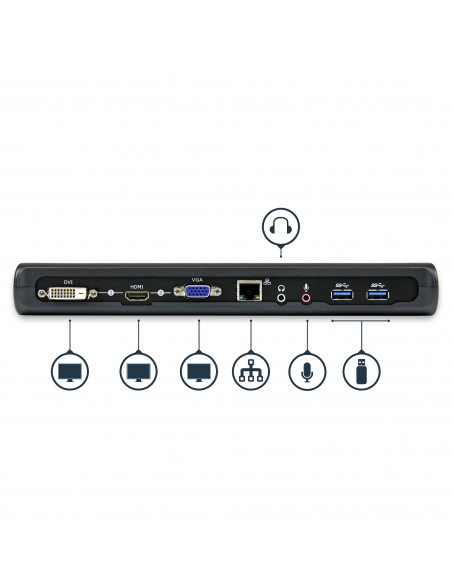 StarTech.com Docking station Universale USB 3.0 per laptop VGA DVI HDMI - Dual-Monitor con Ethernet audio
