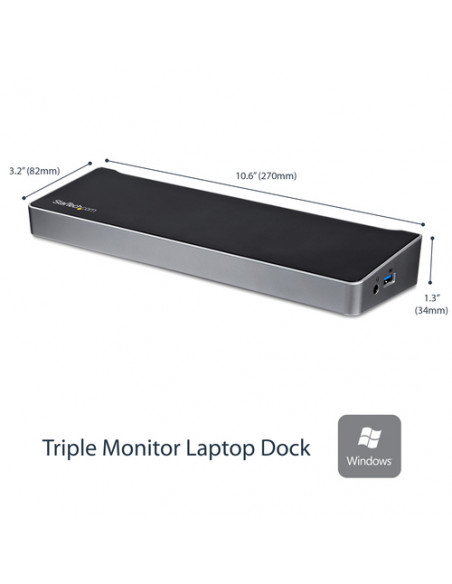 StarTech.com Docking station USB 3.0 a tre monitor - 1x HDMI - 2x DisplayPort - Dock portatile con Hub USB integrata a 5 porte e