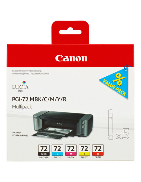 Canon 5 Cartucce d'inchiostro Multipack PGI-72 MBK/C/M/Y/R