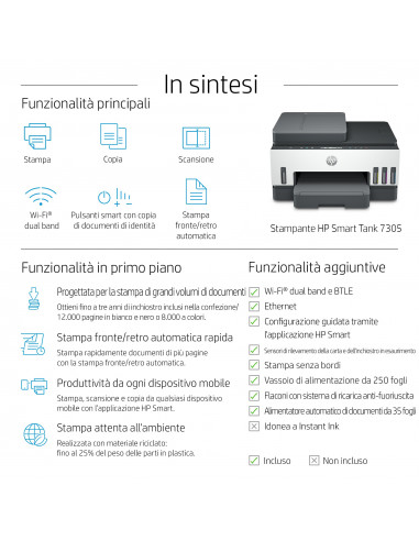 HP Smart Tank Stampante multifunzione 7305